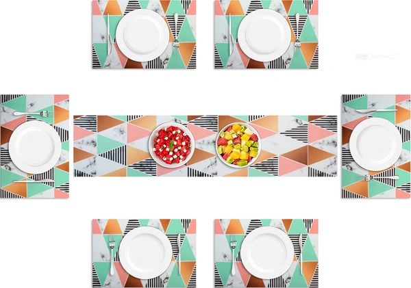Luxe Home International Luxe Home Placemat Magic Rubber Non Slip Utensil Mat for Kitchen, Dining Table ( Triangle, 30x45 cm + 1x4 Ft, Set of 6) - Triangle