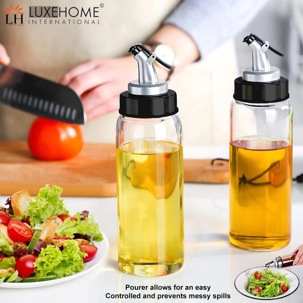 Luxe Home International Luxe Home Plastic Oil Dispenser 500ml | Transparent, Leak-Proof, BPA-Free Oil Bottle For Cooking Oils & Vinegar | Kitchen Accessories Items For Home | Pack of 2 - Large, Transparent