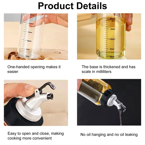 Luxe Home International Luxe Home Plastic Oil Dispenser 500ml | Transparent, Leak-Proof, BPA-Free Oil Bottle For Cooking Oils & Vinegar | Kitchen Accessories Items For Home | Pack of 2 - Large, Transparent