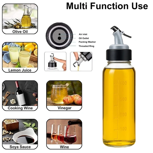 Luxe Home International Luxe Home Plastic Oil Dispenser 500ml | Transparent, Leak-Proof, BPA-Free Oil Bottle For Cooking Oils & Vinegar | Kitchen Accessories Items For Home | Pack of 2 - Large, Transparent