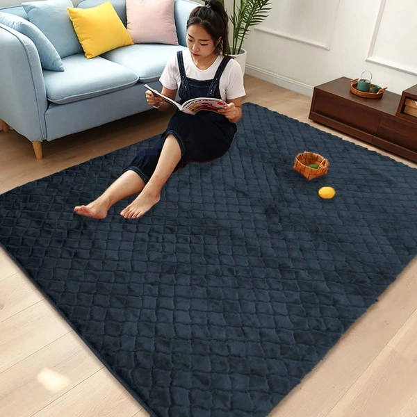 Luxe Home International Luxe Home Ruffle Floor Rug Rabbit Fur 1000 GSM Living Room Foot Mats Anti Skid Water Absorbent Easy Machine Washable Rug for Bedroom | Floor | 6 X 9 Ft | Anthra | Pack of 1 - 6X9, Anthra