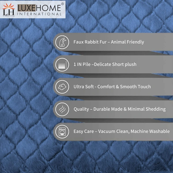 Luxe Home International Luxe Home Ruffle Floor Rug Rabbit Fur 1000 GSM Living Room Foot Mats Anti Skid Water Absorbent Easy Machine Washable Rug for Bedroom | Floor | 6 X 9 Ft | Blue | Pack of 1 - 6X9, Blue