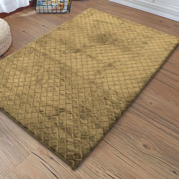 Luxe Home International Luxe Home Ruffle Floor Rug Rabbit Fur 1000 GSM Living Room Foot Mats Anti Skid Water Absorbent Easy Machine Washable Rug for Bedroom | Floor | 6 X 9 Ft | Anti Gold | Pack of 1 - 6X9, Anti Gold