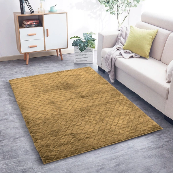 Luxe Home International Luxe Home Ruffle Floor Rug Rabbit Fur 1000 GSM Living Room Foot Mats Anti Skid Water Absorbent Easy Machine Washable Rug for Bedroom | Floor | 6 X 9 Ft | Anti Gold | Pack of 1 - 6X9, Anti Gold