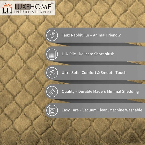 Luxe Home International Luxe Home Ruffle Floor Rug Rabbit Fur 1000 GSM Living Room Foot Mats Anti Skid Water Absorbent Easy Machine Washable Rug for Bedroom | Floor | 6 X 9 Ft | Anti Gold | Pack of 1 - 6X9, Anti Gold