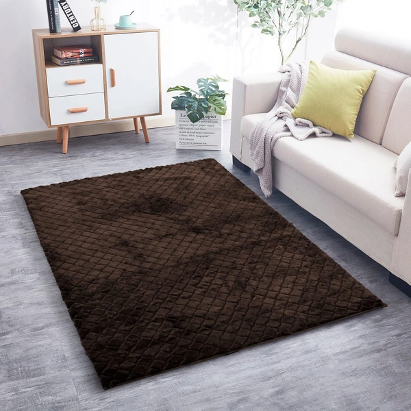 Luxe Home International Luxe Home Ruffle Floor Rug Rabbit Fur 1000 GSM Living Room Foot Mats Anti Skid Water Absorbent Easy Machine Washable Rug for Bedroom | Floor | 6 X 9 Ft | Chocolate | Pack of 1 - 6X9, Chocolate