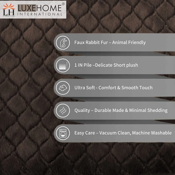 Luxe Home International Luxe Home Ruffle Floor Rug Rabbit Fur 1000 GSM Living Room Foot Mats Anti Skid Water Absorbent Easy Machine Washable Rug for Bedroom | Floor | 6 X 9 Ft | Chocolate | Pack of 1 - 6X9, Chocolate