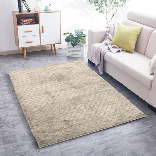 Luxe Home International Luxe Home Ruffle Floor Rug Rabbit Fur 1000 GSM Living Room Foot Mats Anti Skid Water Absorbent Easy Machine Washable Rug for Bedroom | Floor | 6 X 9 Ft | Light Beige | Pack of 1 - 6X9, Light Beige