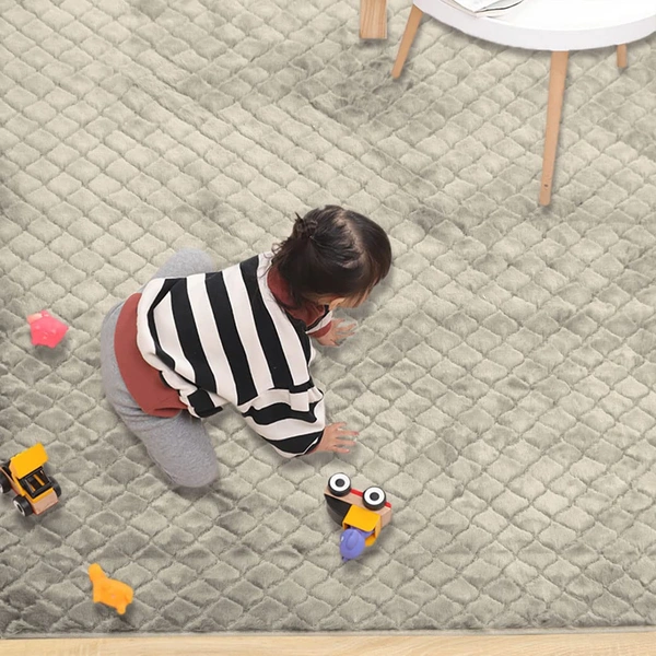 Luxe Home International Luxe Home Ruffle Floor Rug Rabbit Fur 1000 GSM Living Room Foot Mats Anti Skid Water Absorbent Easy Machine Washable Rug for Bedroom | Floor | 6 X 9 Ft | Light Beige | Pack of 1 - 6X9, Light Beige