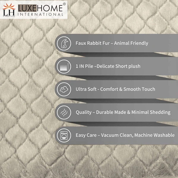 Luxe Home International Luxe Home Ruffle Floor Rug Rabbit Fur 1000 GSM Living Room Foot Mats Anti Skid Water Absorbent Easy Machine Washable Rug for Bedroom | Floor | 6 X 9 Ft | Light Beige | Pack of 1 - 6X9, Light Beige