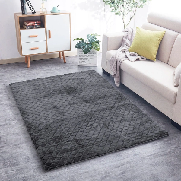 Luxe Home International Luxe Home Ruffle Floor Rug Rabbit Fur 1000 GSM Living Room Foot Mats Anti Skid Water Absorbent Easy Machine Washable Rug for Bedroom | Floor | 6 X 9 Ft | Grey | Pack of 1 - 6X9, Grey