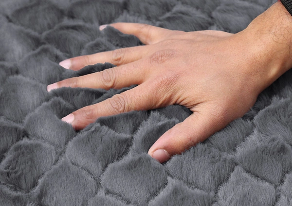 Luxe Home International Luxe Home Ruffle Floor Rug Rabbit Fur 1000 GSM Living Room Foot Mats Anti Skid Water Absorbent Easy Machine Washable Rug for Bedroom | Floor | 6 X 9 Ft | Grey | Pack of 1 - 6X9, Grey