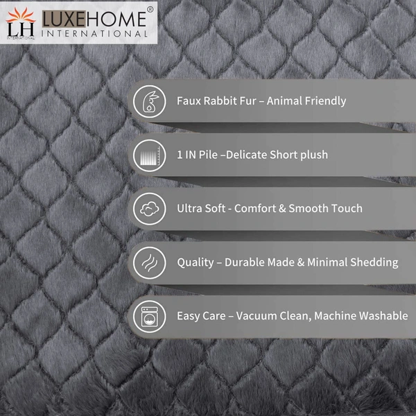 Luxe Home International Luxe Home Ruffle Floor Rug Rabbit Fur 1000 GSM Living Room Foot Mats Anti Skid Water Absorbent Easy Machine Washable Rug for Bedroom | Floor | 6 X 9 Ft | Grey | Pack of 1 - 6X9, Grey