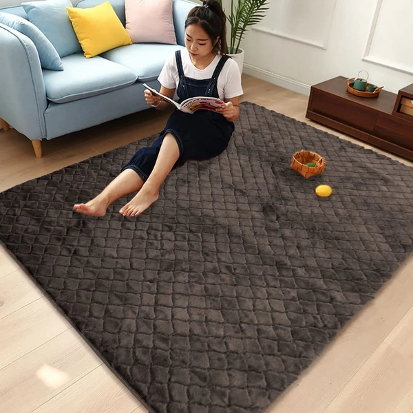 Luxe Home International Luxe Home Ruffle Floor Rug Rabbit Fur 1000 GSM Living Room Foot Mats Anti Skid Water Absorbent Easy Machine Washable Rug for Bedroom | Floor | 6 X 9 Ft | Cocoa | Pack of 1 - 6X9, Cocoa