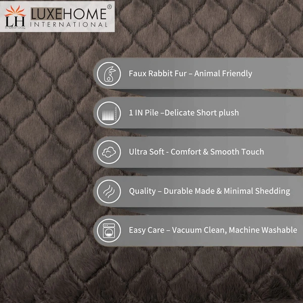 Luxe Home International Luxe Home Ruffle Floor Rug Rabbit Fur 1000 GSM Living Room Foot Mats Anti Skid Water Absorbent Easy Machine Washable Rug for Bedroom | Floor | 6 X 9 Ft | Cocoa | Pack of 1 - 6X9, Cocoa