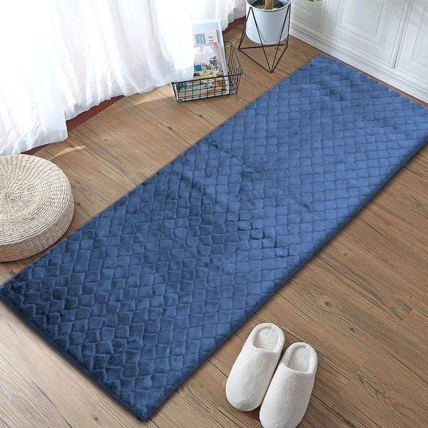 Luxe Home International Luxe Home Runner 1000 GSM Rebbit Fur Anti Skid Slip Water Absorbent Machine Washable and Quick Dry Auatria Rugs ( Blue , 2 Ft x 5 Ft , Pack of 1 ) - 2x5 Ft, Blue