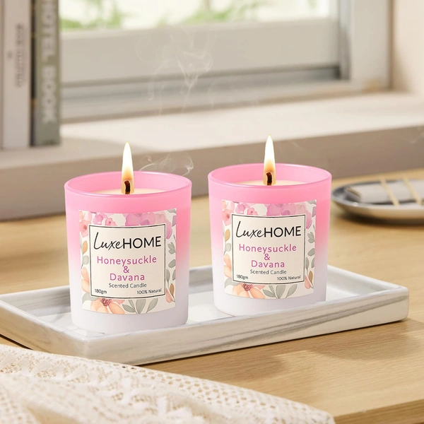 Luxe Home International Luxe Home Scented Glass Jar Candles Set |Scented Candle Set of 2 |Premium Fragrance Jar Candle for Home Decor & Relaxation | Non- Toxic Long Burning, Elegant Candle. (Pack of 2) - Pack of 2, Chocolate