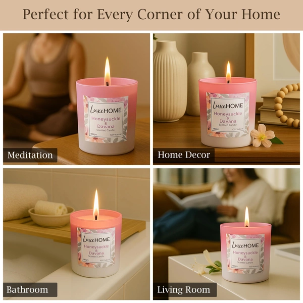 Luxe Home International Luxe Home Scented Glass Jar Candles Set |Scented Candle Set of 2 |Premium Fragrance Jar Candle for Home Decor & Relaxation | Non- Toxic Long Burning, Elegant Candle. (Pack of 2) - Pack of 2, Chocolate