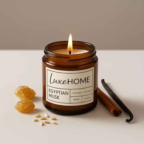 Luxe Home Scented Glass Jar Candles Set |Scented Candle Set of 1 |Premium Fragrance Jar Candle for Home Decor & Relaxation | Non- Toxic Long Burning, Elegant Candle. (Pack of 1)