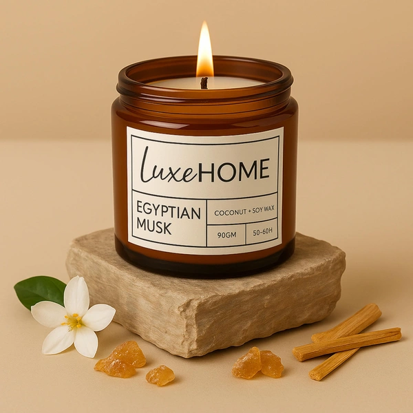 Luxe Home International Luxe Home Scented Glass Jar Candles Set |Scented Candle Set of 1 |Premium Fragrance Jar Candle for Home Decor & Relaxation | Non- Toxic Long Burning, Elegant Candle. (Pack of 1) - Pack of 1, Pink