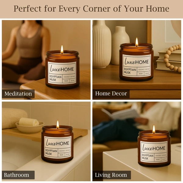Luxe Home International Luxe Home Scented Glass Jar Candles Set |Scented Candle Set of 1 |Premium Fragrance Jar Candle for Home Decor & Relaxation | Non- Toxic Long Burning, Elegant Candle. (Pack of 1) - Pack of 1, Pink