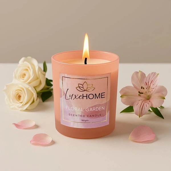 Luxe Home International Luxe Home Scented Glass Jar Candles Set |Scented Candle Set of 1 |Premium Fragrance Jar Candle for Home Decor & Relaxation | Non- Toxic Long Burning, Elegant Candle. (Pack of 1) - Pack of 1, Fuscia