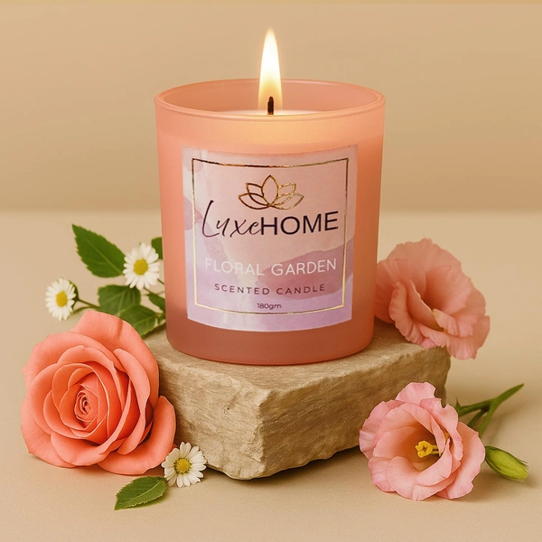 Luxe Home International Luxe Home Scented Glass Jar Candles Set |Scented Candle Set of 1 |Premium Fragrance Jar Candle for Home Decor & Relaxation | Non- Toxic Long Burning, Elegant Candle. (Pack of 1) - Pack of 1, Fuscia
