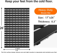 Luxe Home International Luxe Home Shower Bath Mat are Non-Slip with Heavy Duty Rubber for Bathroom Indoor or Outdoor, Bathtub, Kitchen, and Floor Mats (Black, 17x24 Inch, Pack of 1) - 43x65 cm, Black