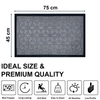 Luxe Home International Luxe Home Star Rubber Coir Door Mat Anti Slip Doormat for Indoor and Outdoor (Silver, 45cm x 75cm) - 45x75 cm, Silver