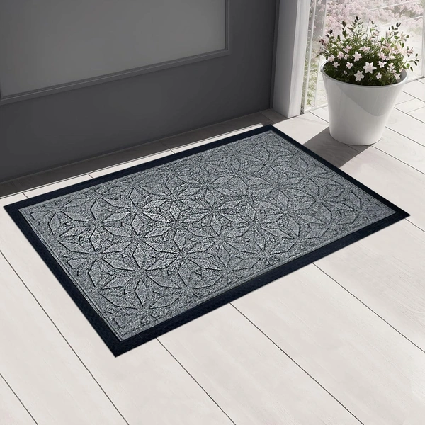 Luxe Home International Luxe Home Star Rubber Coir Door Mat Anti Slip Doormat for Indoor and Outdoor (Silver, 45cm x 75cm) - 45x75 cm, Silver