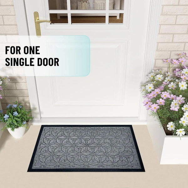 Luxe Home International Luxe Home Star Rubber Coir Door Mat Anti Slip Doormat for Indoor and Outdoor (Silver, 45cm x 75cm) - 45x75 cm, Silver