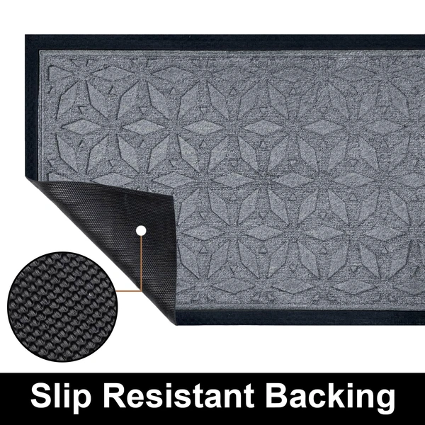 Luxe Home International Luxe Home Star Rubber Coir Door Mat Anti Slip Doormat for Indoor and Outdoor (Silver, 45cm x 75cm) - 45x75 cm, Silver