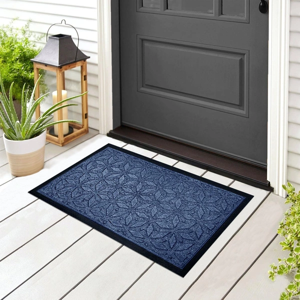Luxe Home International Luxe Home Star Rubber Coir Door Mat Anti Slip Doormat for Indoor and Outdoor (Blue, 45cm x 75cm) - 45x75 cm, Blue