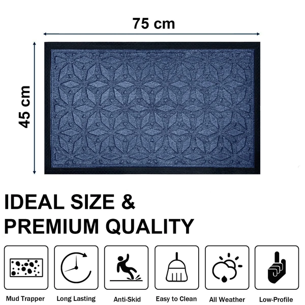 Luxe Home International Luxe Home Star Rubber Coir Door Mat Anti Slip Doormat for Indoor and Outdoor (Blue, 45cm x 75cm) - 45x75 cm, Blue