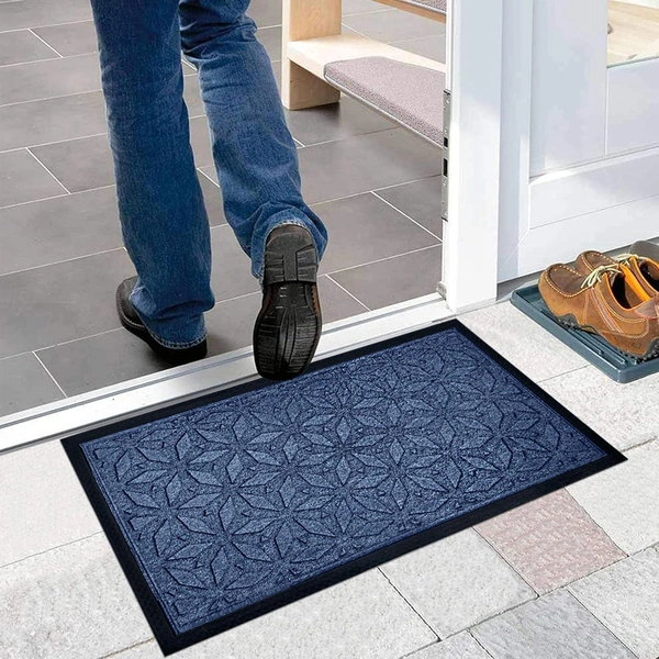 Luxe Home International Luxe Home Star Rubber Coir Door Mat Anti Slip Doormat for Indoor and Outdoor (Blue, 45cm x 75cm) - 45x75 cm, Blue