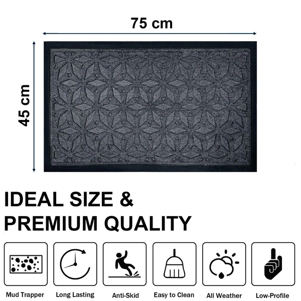 Luxe Home International Luxe Home Star Rubber Coir Door Mat Anti Slip Doormat for Indoor and Outdoor (Grey, 45cm x 75cm) - 45x75 cm, Grey
