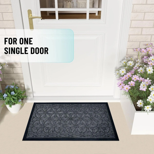 Luxe Home International Luxe Home Star Rubber Coir Door Mat Anti Slip Doormat for Indoor and Outdoor (Grey, 45cm x 75cm) - 45x75 cm, Grey
