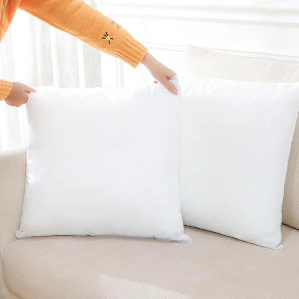 Luxe Home International Luxe Home Stripe Cushion Filler 16 inch x 16 inch for Sofa Cushion Covers (White, Set of 2) - 40x40 Cm, White