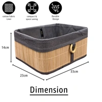 Luxe Home International Luxe Home Stripe Storage Box Bamboo (33x23x14 cm) Eco-Friendly, Foldable Basket for Home (Beige, Pack of 1) - 33x23x14 cm, Beige