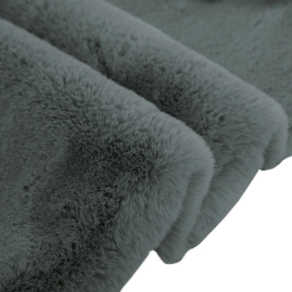 Luxe Home International Luxe Home Super Soft Rabbit Fur Rug - Non-Slip, Plush Floor Mat - 135x90 cm Faux Fur Carpet for Living Room, Bedroom, Nursery, and Decorative Floor Covering - 90X135 CM, Grey