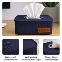 Luxe Home International Luxe Home Tissue Pepper Holder, Decorative Bamboo Napkin or Tissue Holder Box for Bathroom, Kitchen Use, Dinner Table, Toilet, Car Deashboard, Restaurant (Blue, 24x14x9 cm) - 24x14x9 CM, Blue