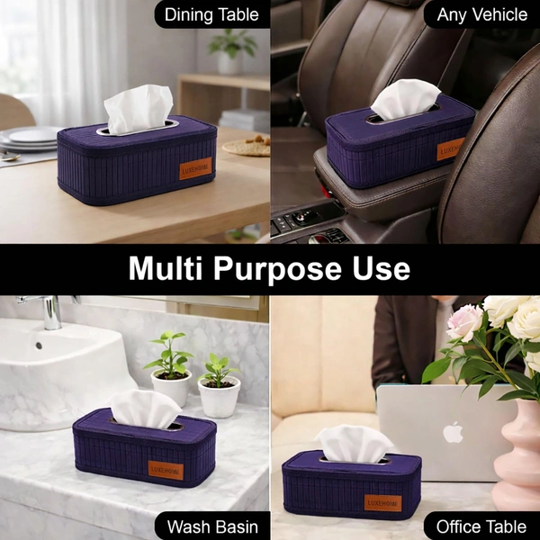 Luxe Home International Luxe Home Tissue Pepper Holder, Decorative Bamboo Napkin or Tissue Holder Box for Bathroom, Kitchen Use, Dinner Table, Toilet, Car Deashboard, Restaurant (Blue, 24x14x9 cm) - 24x14x9 CM, Blue