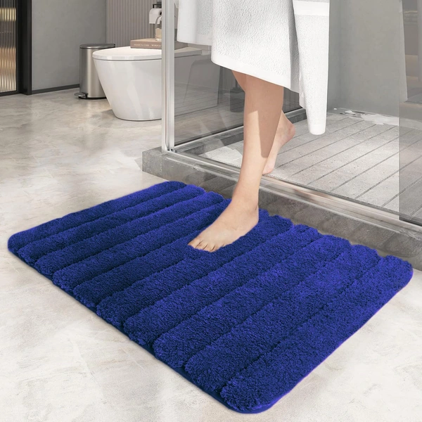 Luxe Home International Luxe Home Toronto Bathmat Super Soft Microfiber Non-Slip Bathroom mat for Home (40x60 cm, Blue) - 40x60 cm, Blue