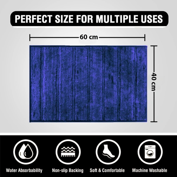 Luxe Home International Luxe Home Toronto Bathmat Super Soft Microfiber Non-Slip Bathroom mat for Home (40x60 cm, Blue) - 40x60 cm, Blue