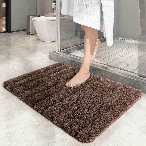 Luxe Home International Luxe Home Toronto Bathmat Super Soft Microfiber Non-Slip Bathroom mat for Home (40x60 cm, Choco) - 40x60 cm, Choco