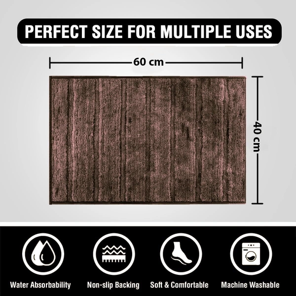 Luxe Home International Luxe Home Toronto Bathmat Super Soft Microfiber Non-Slip Bathroom mat for Home (40x60 cm, Choco) - 40x60 cm, Choco