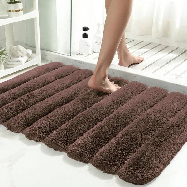 Luxe Home International Luxe Home Toronto Bathmat Super Soft Microfiber Non-Slip Bathroom mat for Home (40x60 cm, Choco) - 40x60 cm, Choco