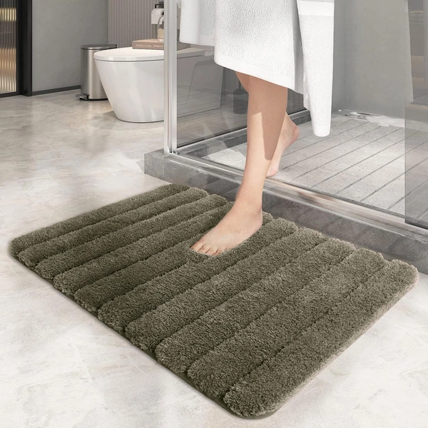 Luxe Home International Luxe Home Toronto Bathmat Super Soft Microfiber Non-Slip Bathroom mat for Home (40x60 cm, Olive) - 40x60 cm, Olive