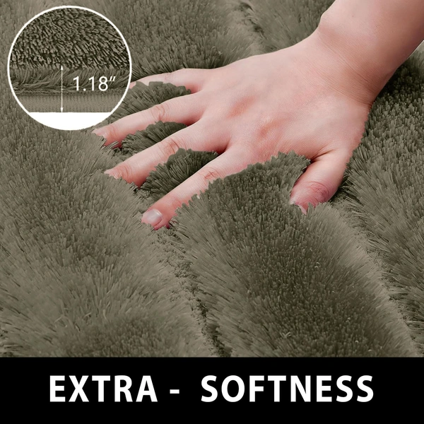 Luxe Home International Luxe Home Toronto Bathmat Super Soft Microfiber Non-Slip Bathroom mat for Home (40x60 cm, Olive) - 40x60 cm, Olive