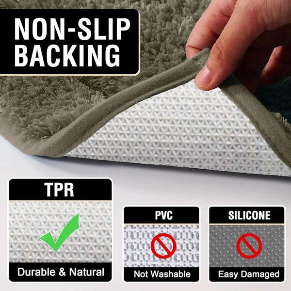 Luxe Home International Luxe Home Toronto Bathmat Super Soft Microfiber Non-Slip Bathroom mat for Home (40x60 cm, Olive) - 40x60 cm, Olive